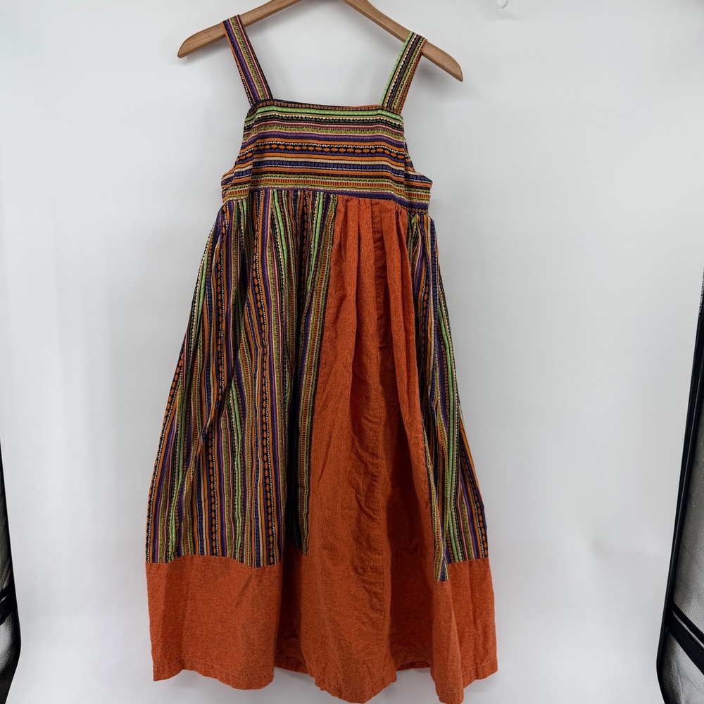 Handmade Halloween Patchwork Midi Dress Orange Bat Pumpkin Sleeveless small